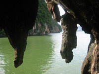 The limestone islands of Phang Nga Bay have many caves and hongs