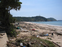 Nai Harn beach is a mess although the damge was mostly superficial
